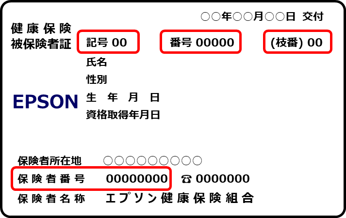 健康保険証のサンプル